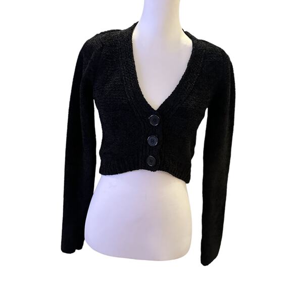 Urban Outfitters Black Crop Cardigan Small - Picture 1 of 4
